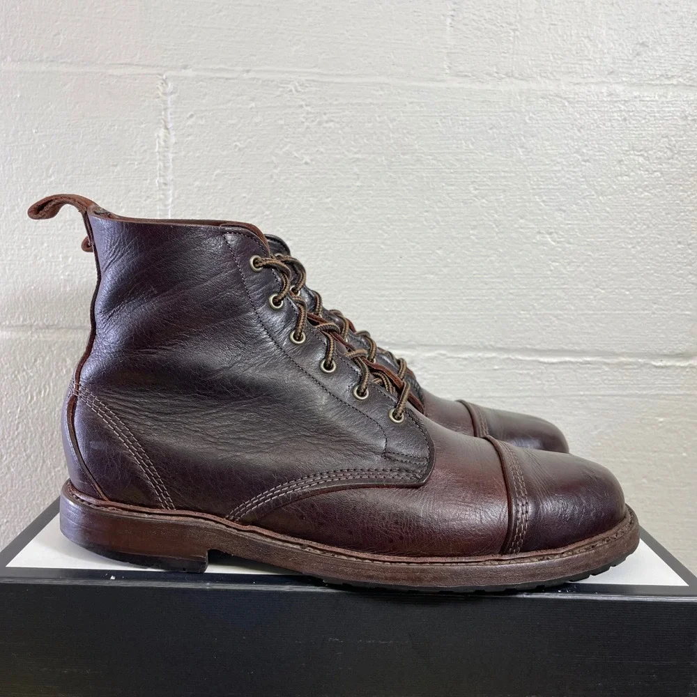 Allen Edmonds Normandy Brown Kudu Leather Cap Toe Boots Lace up Men's 11 D